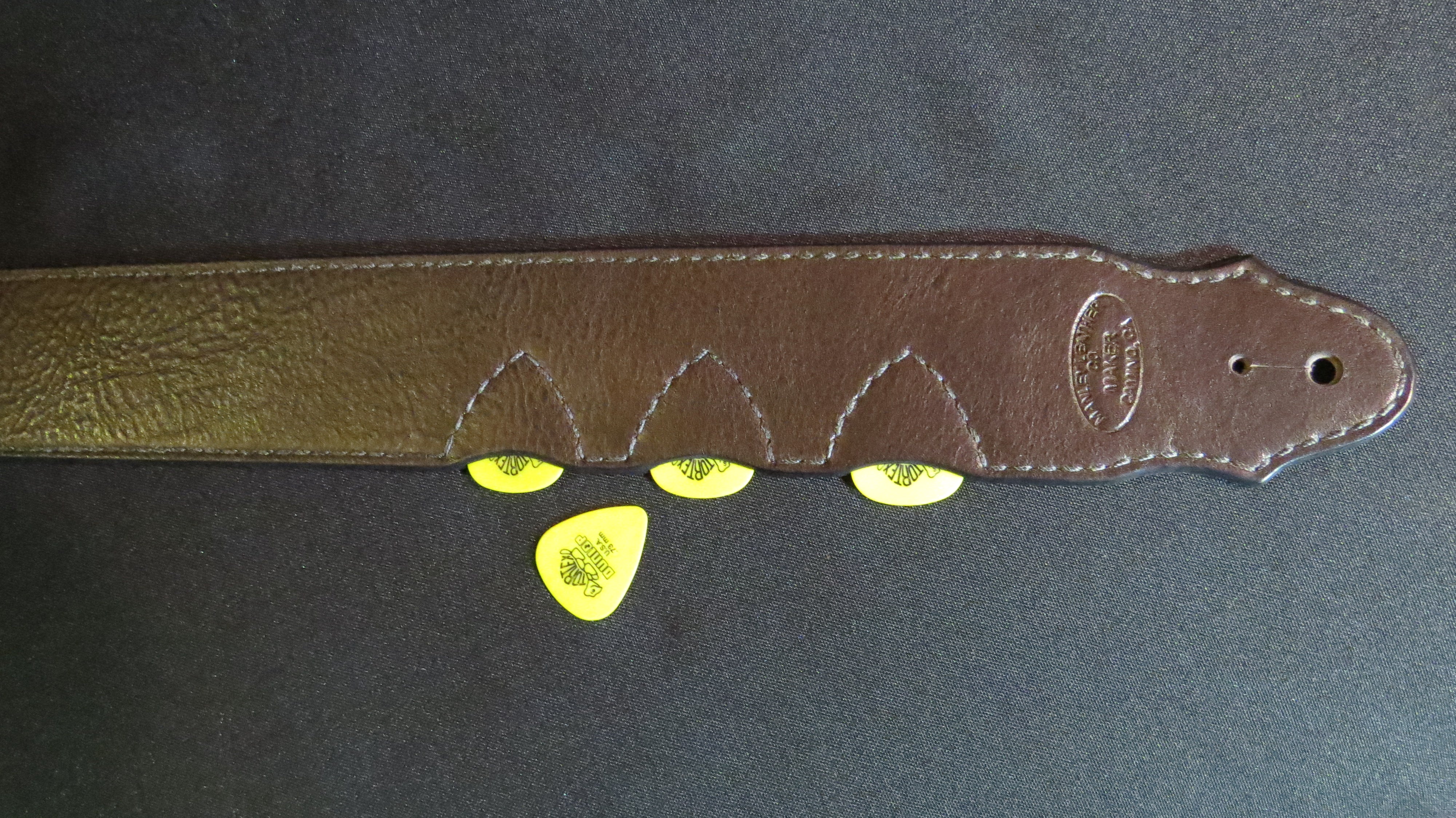 Leather Guitar Strap with Pick Holders 2 1/4" wide