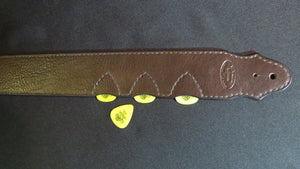 Leather Guitar Strap with Pick Holders 2 1/4" wide