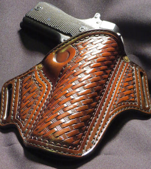 1911 5" Hand Tooled Basket Weave Leather Holster