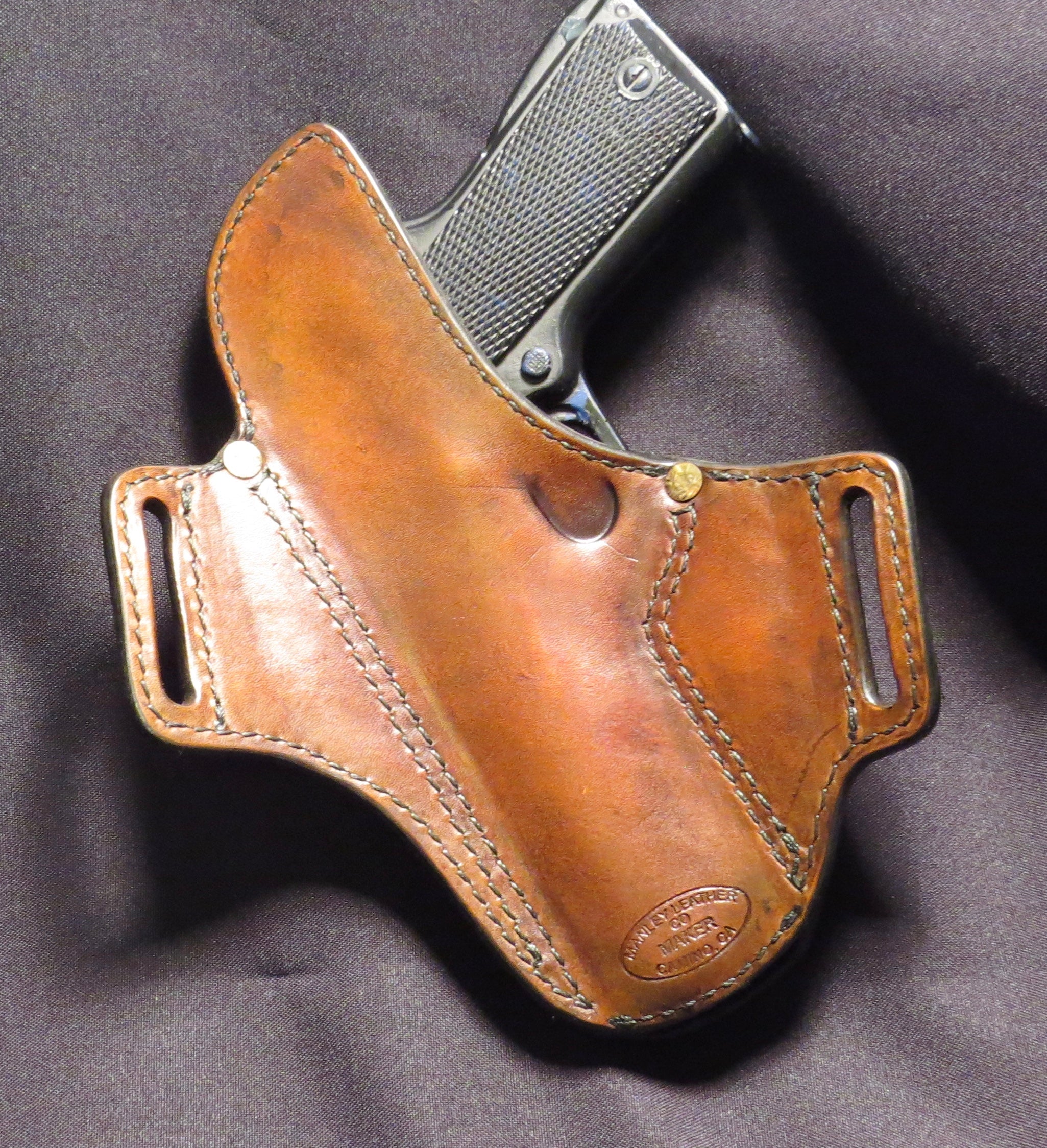 1911 5" Hand Tooled Basket Weave Leather Holster