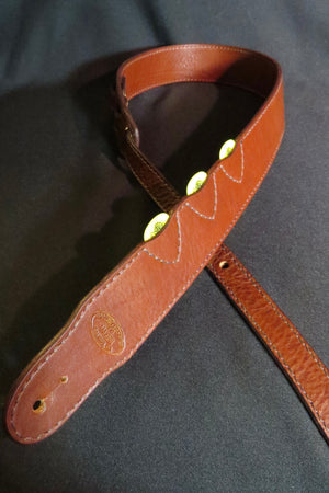 Leather Guitar Strap with Pick Holders, 2" wide